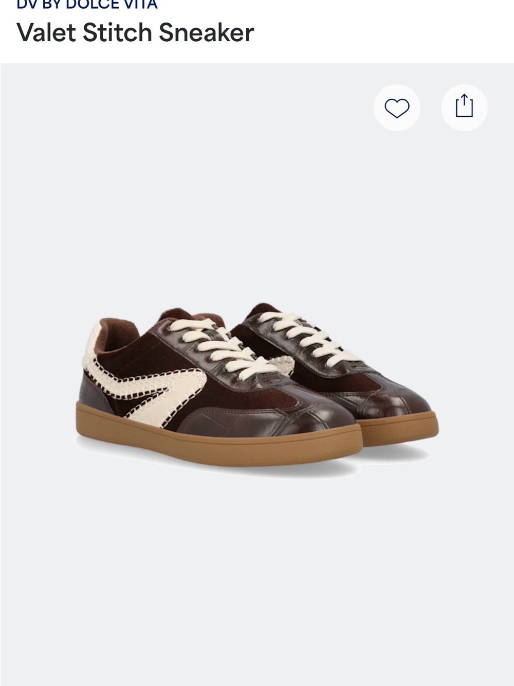 NWOT DV by Dolce Vita Brown & Cream Valet Stitch Low-Top Sneaker